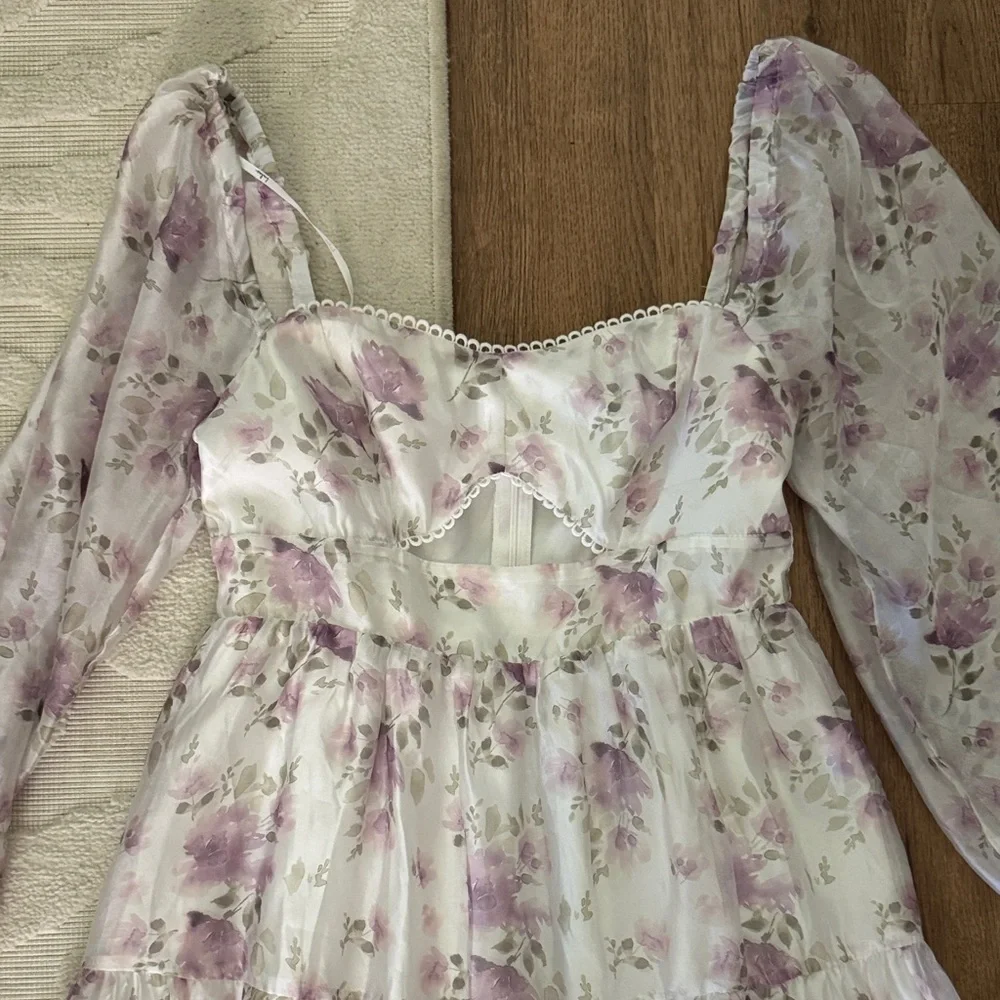 Lulu's Lavender Floral Maxi Dress - Picture 5 of 7